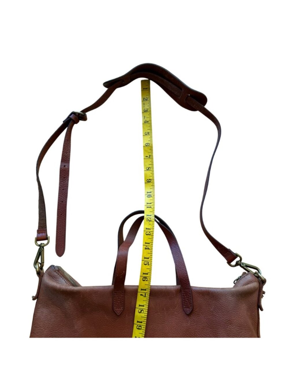 Madewell Women's Crossbody Bag Brown Leather Zip-Top Transport Travel Tote Purse - Picture 13 of 13